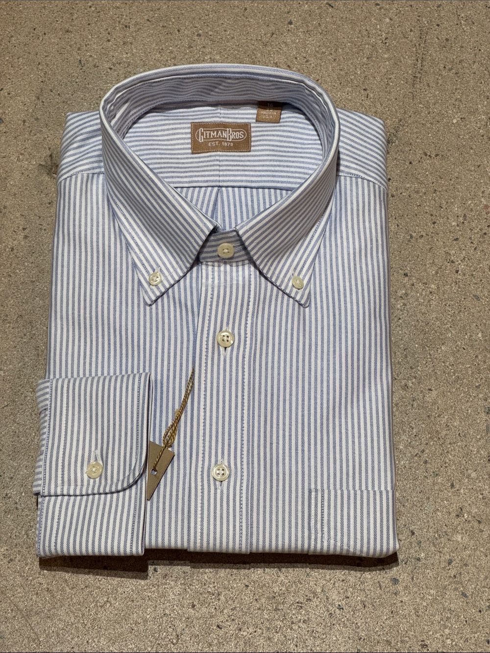 Gitman Bros Men’s Blue Stripe Button-Down Dress Shirt